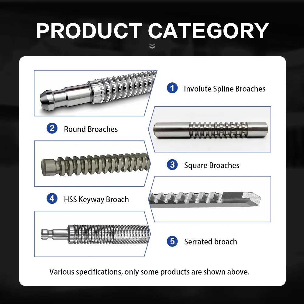HSS Involute Spline Broaching Tools Push Custom Designed Spline Broaches for Transmission Shaft Gear