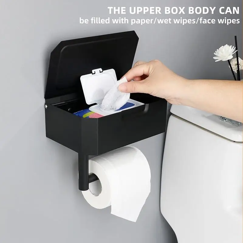304 Stainless Steel Brushed Wet Wipes Toilet Paper Holder With Shelf