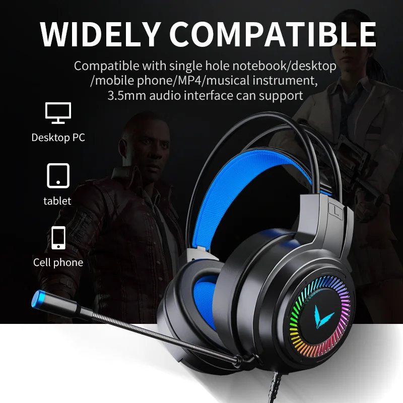Wholesale G58 Esports Gaming Headsets 7.1 Channel Wired Computer Headsets Leather Microphones Featuring Metal Construction