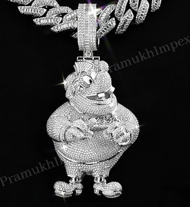 Iced Out 3D Cartoon Hip Hop Pendant Customized Silver Moissanite Character Pendant For Men Party Wear Rapper Pendant For Unisex
