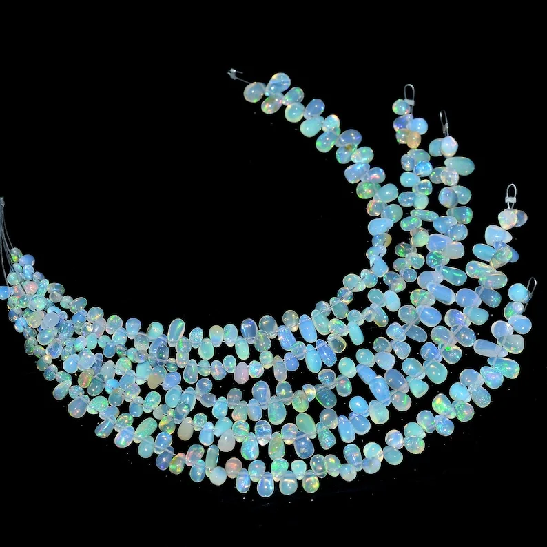 Multi Fire Ethiopian Opal Smooth Teardrop Beads 4-6mm Welo Fire Opal Beads for Jewelry Necklace Making by Wholesale Manufacturer