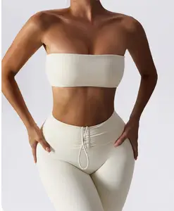 New Nude Yoga Bra Sexy Gathered Shockproof Running Fitness Sports Underwear