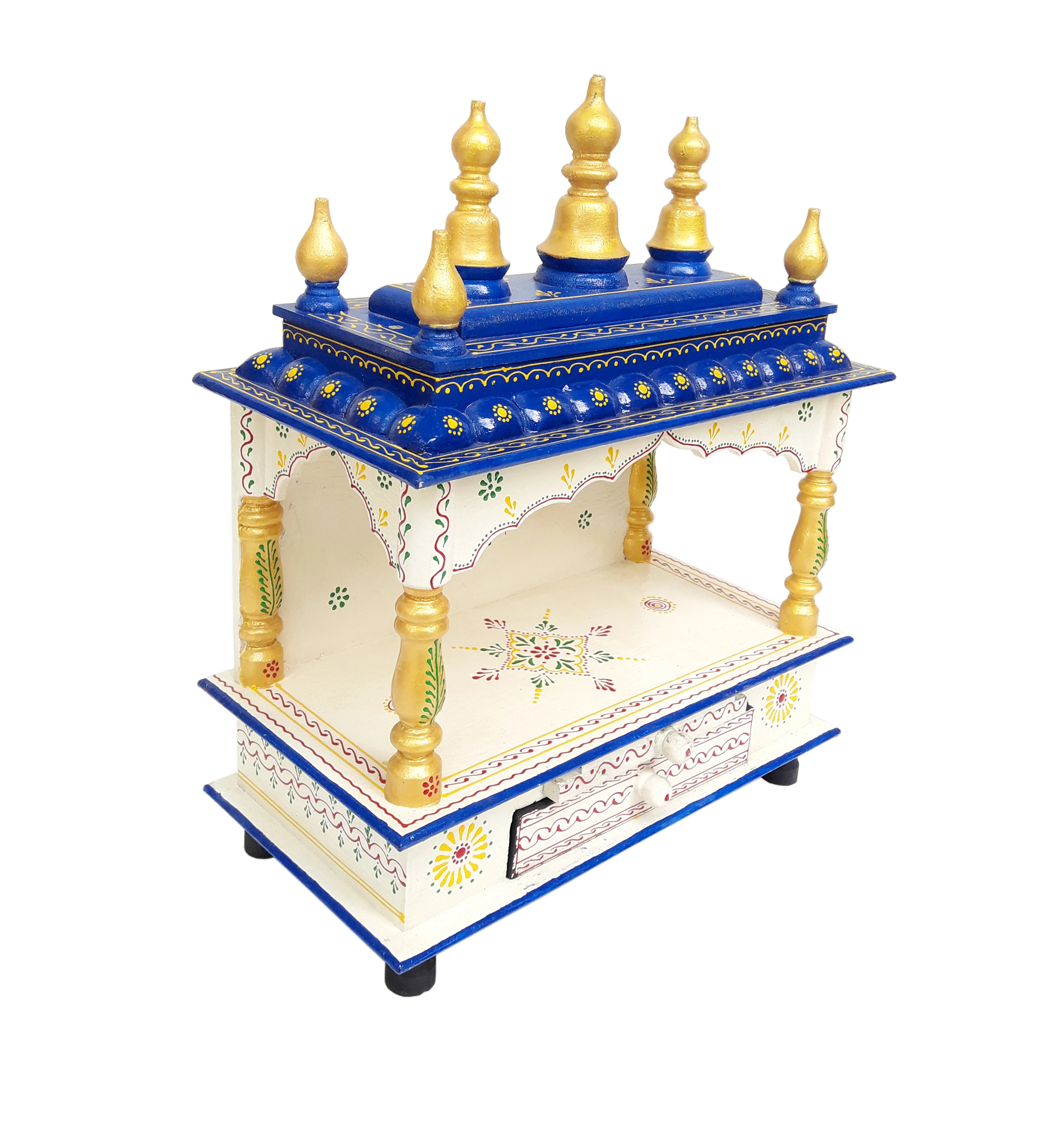 Indian Wooden Temple Jodhpuri Handcrafted Mandir Pooja Ghar Mandapam For Worship Indian