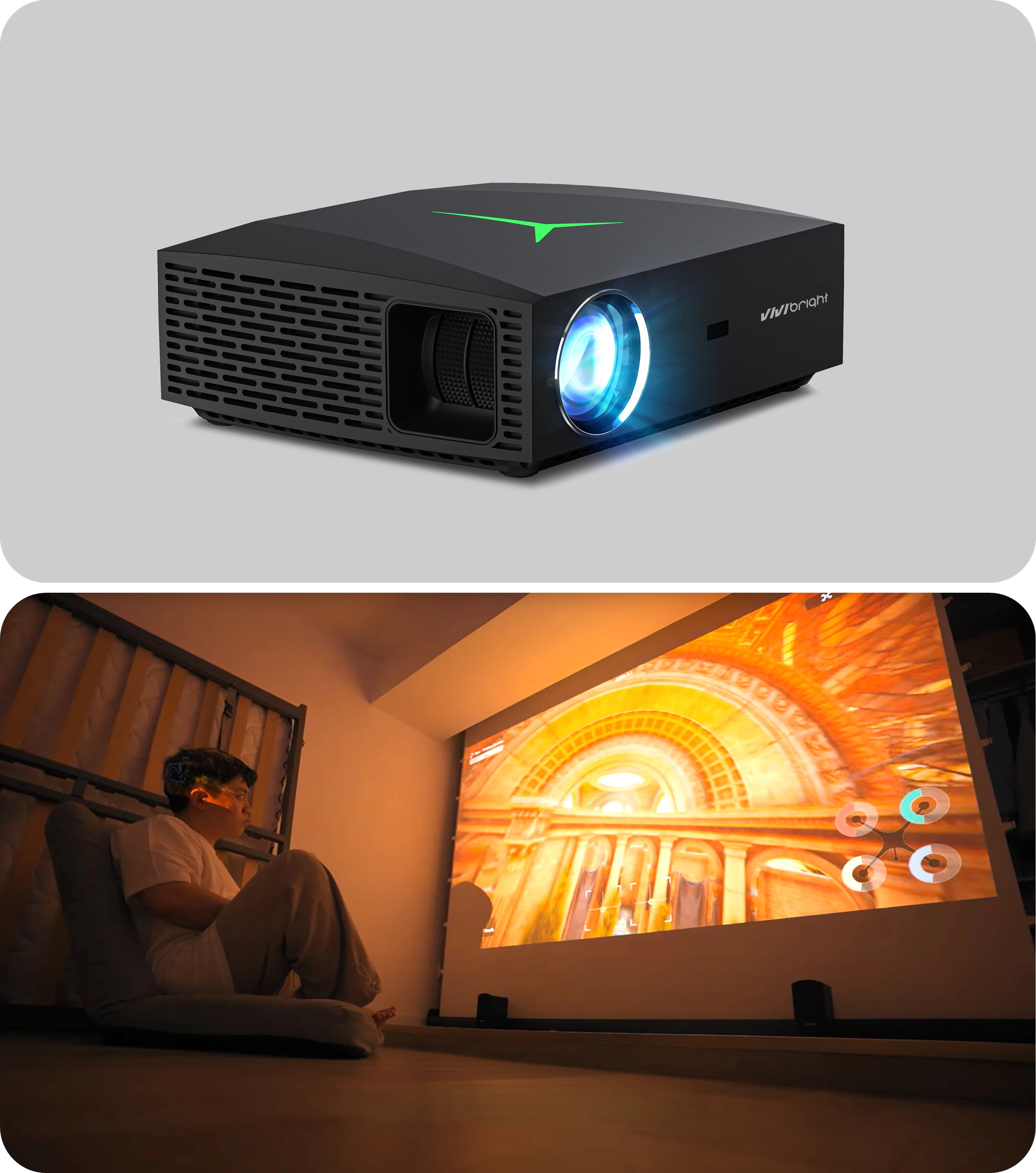 Bright Viewing F40 VIVIBRIGHT LED Projector with 1080P Android 14 High ...