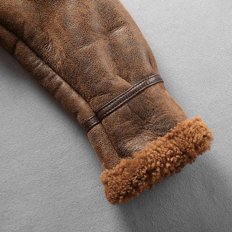 Classic B3 Bomber Jacket For Men Genuine Sheepskin Leather Coat_voghion.com