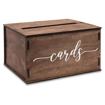 Wooden Wedding Card Box with Slot & Lid - Decorations for Reception for Wedding Gifts & Money -Baby and Bridal Shower Graduation