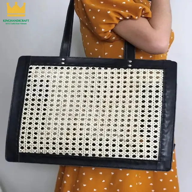 Hot Trend 2024 Rattan Cane Bag With Real Leather From Vietnam Buy