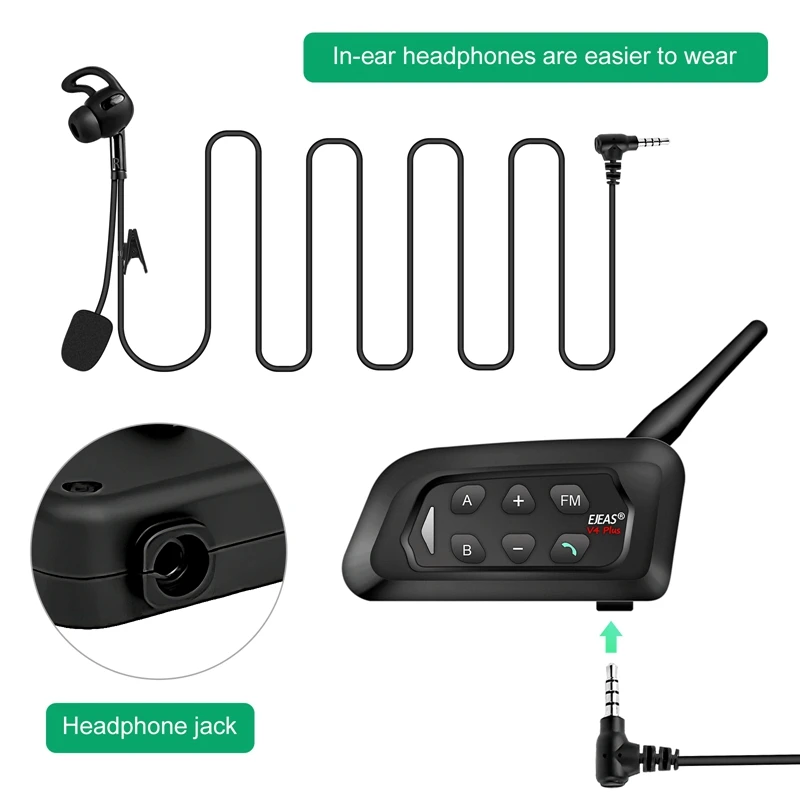 Ejeas V4C 1500m Range Bluetooth Competition 4 Person Football Walkie Talkie Long Range Soccer Referee Intercoms