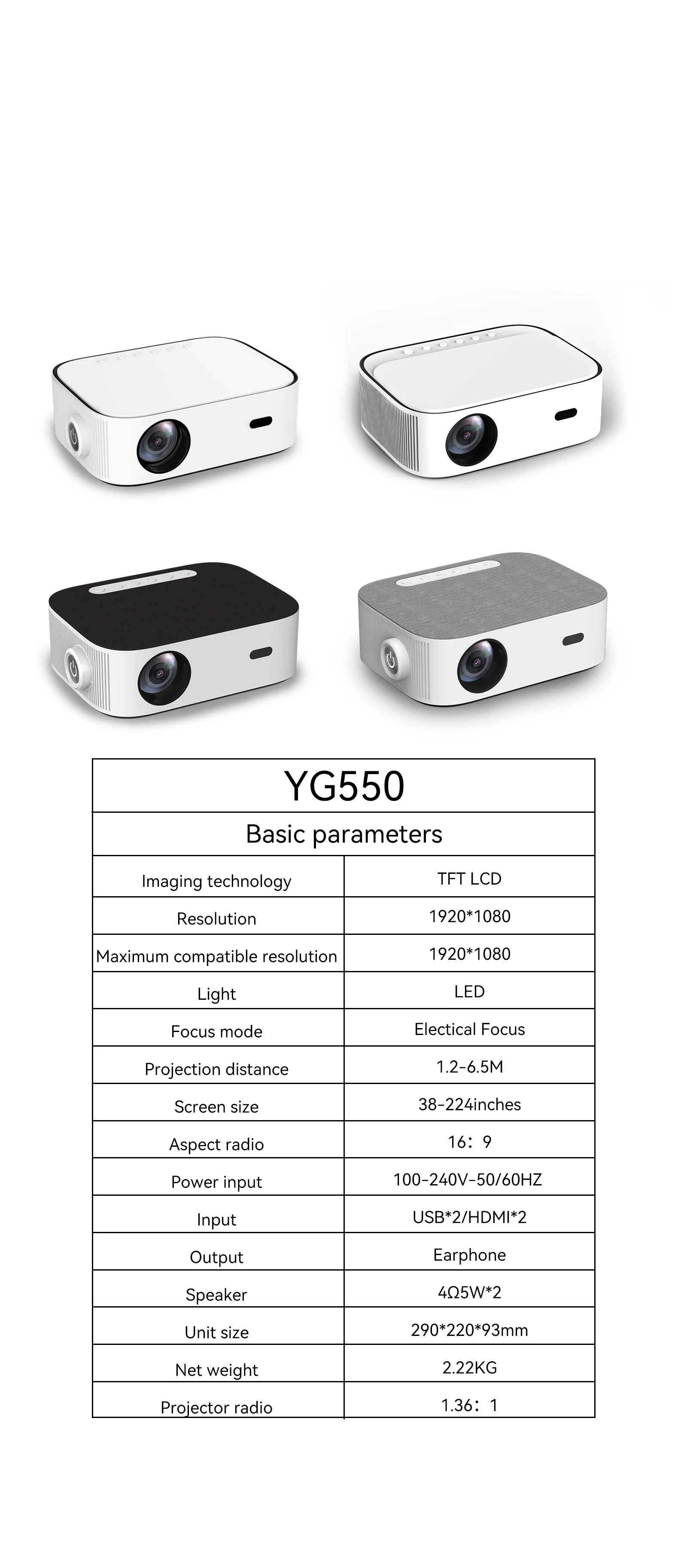 Best Projector In 2022 Hot Selling Video Projector Yg550 With Full Hd