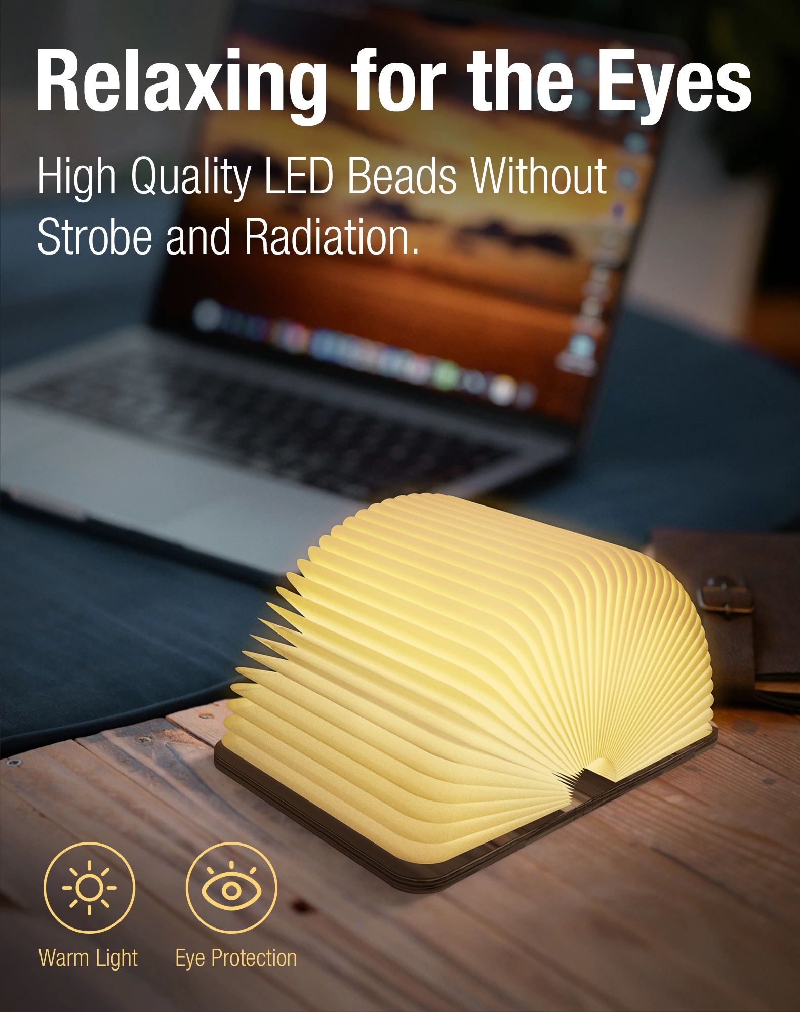 Corporate Gifts Idea Portable Reading Light Creative Magical Led Wooden Folding USB Rechargeable Book Lamp Gift Custom