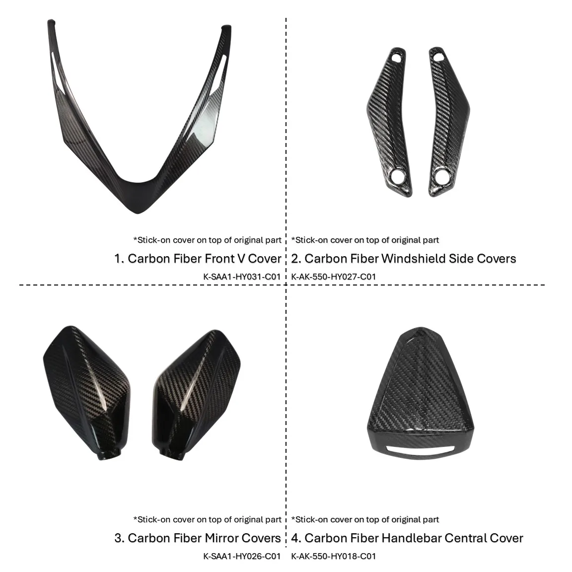 MOS Carbon Fiber Fairing Bodywork Kit For Kymco AK550 (2018-2025) – Gloss Twill