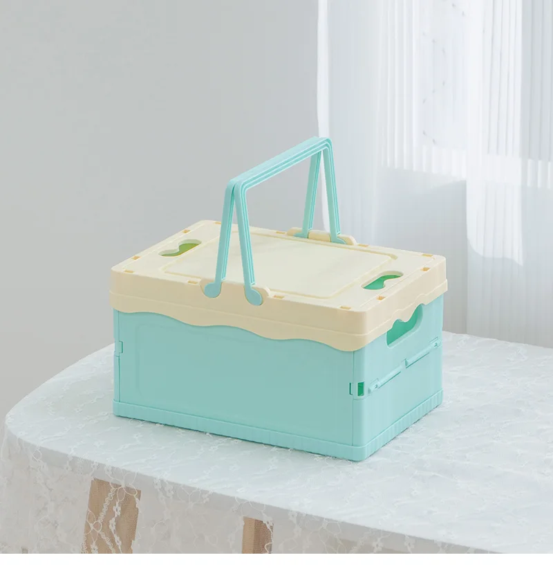 item no6008 new arrival large size household durable reliable stackable plastic folding collapsible storage crate with lid and handle-11