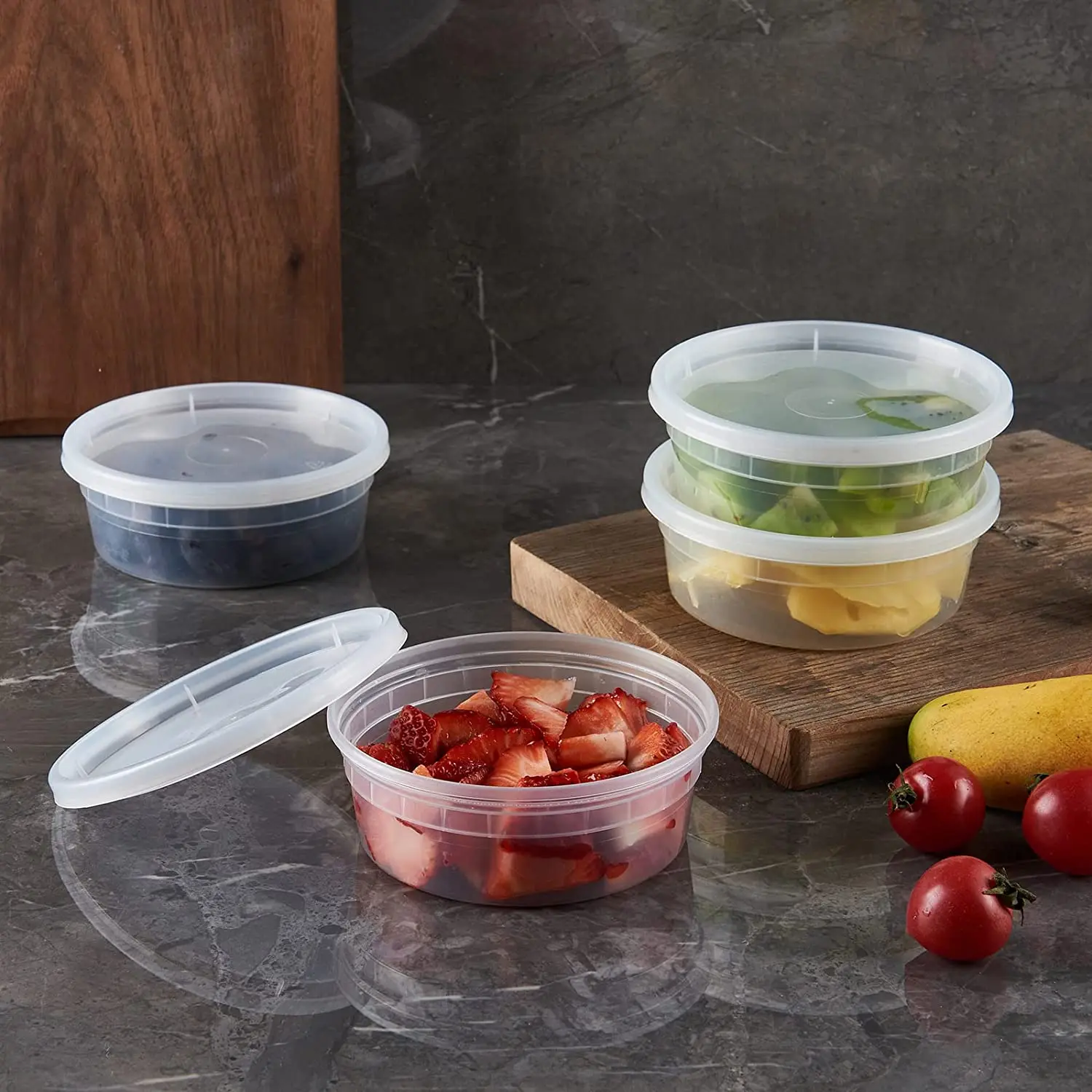 8 Oz Plastic Deli Cup Containers With Lids Leakproof,Microwavable ...