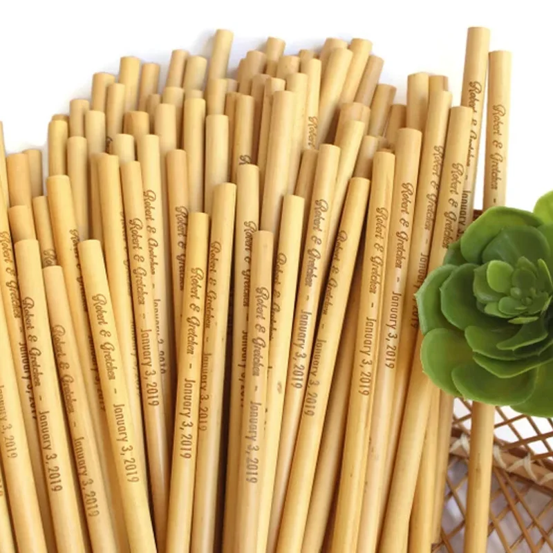 Best Price Personalized Engraved Bamboo Straws 8 Inch With Thank You ...