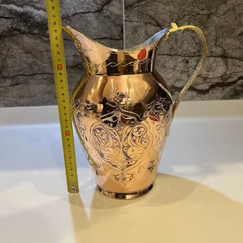 Pichet Artisanal En Cuivre Martelé Scash Avec 2 Verres - Pour Eau, Cocktails, Décoration - Finition Résistante Au Ternissement - Fait Main