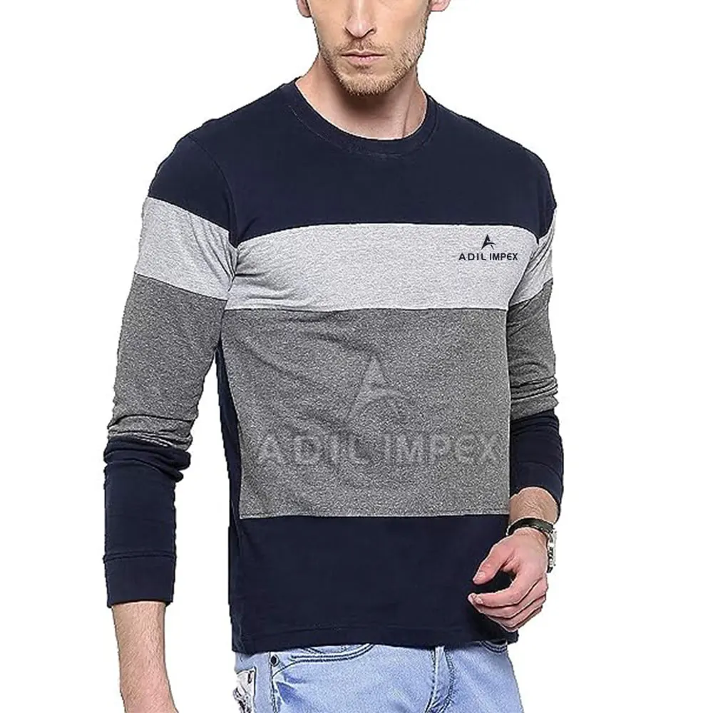 Cotton Polyester Made Men Full Sleeves T Shirts Low Price Plain Dyed