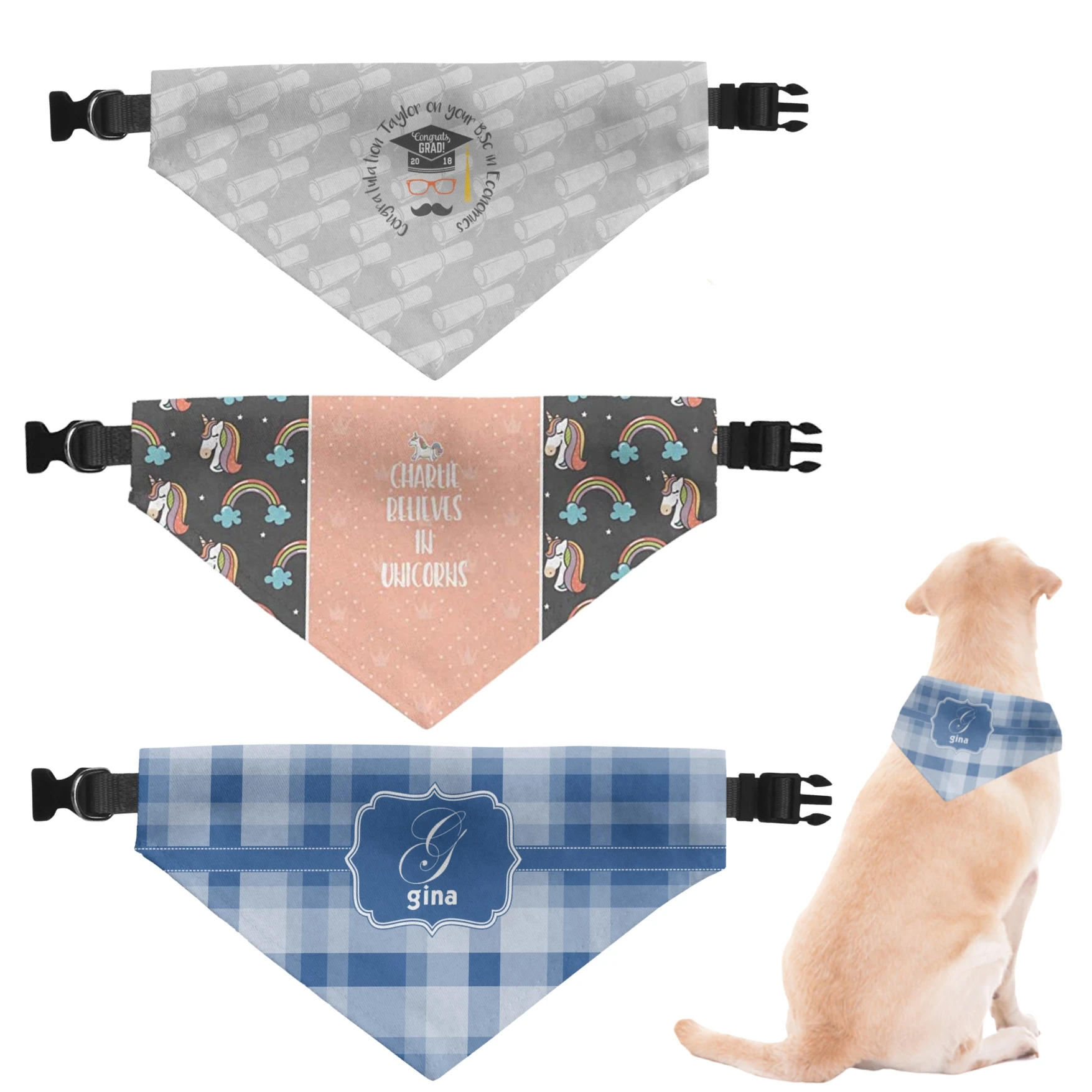 Personalized Dog Collar Scarf Printing Custom Dog Bandana Pet