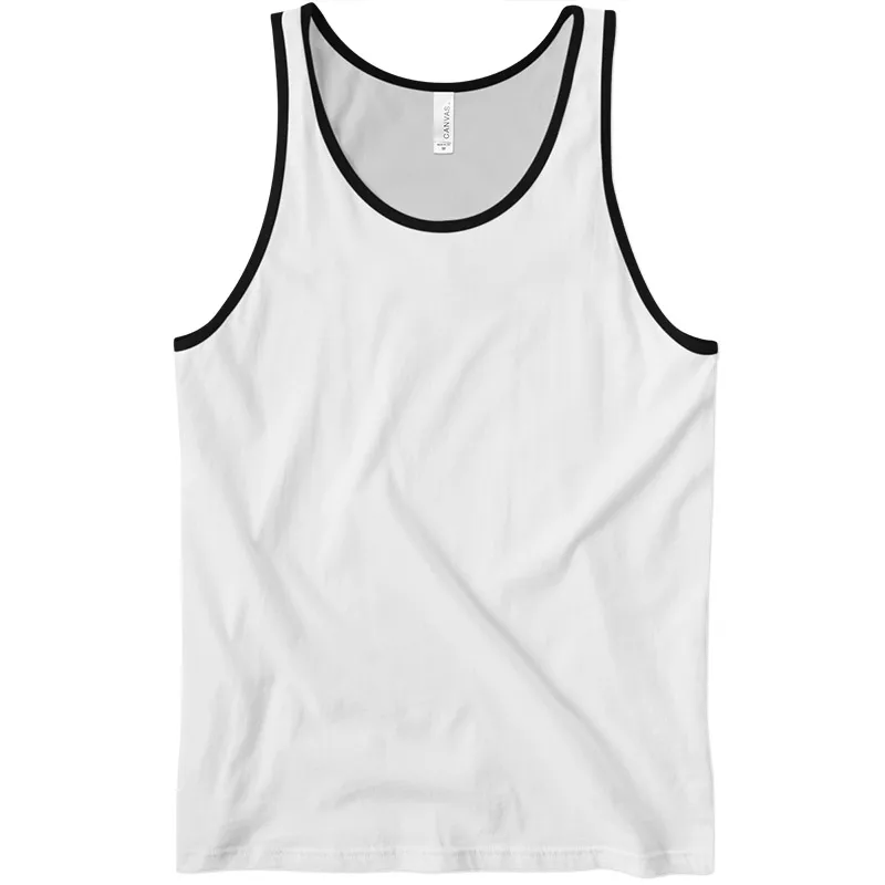 Ringer tank Top Custom Made Pima Cotton and Elastane Tank-tops Ringer Royal Blue Ribbed White Jersey tank Tops