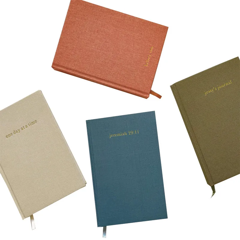 Mass Customization A3 A4 A5 B6 Hot Stamping Debossed logo Linen Notebook Journal Dairy Planner