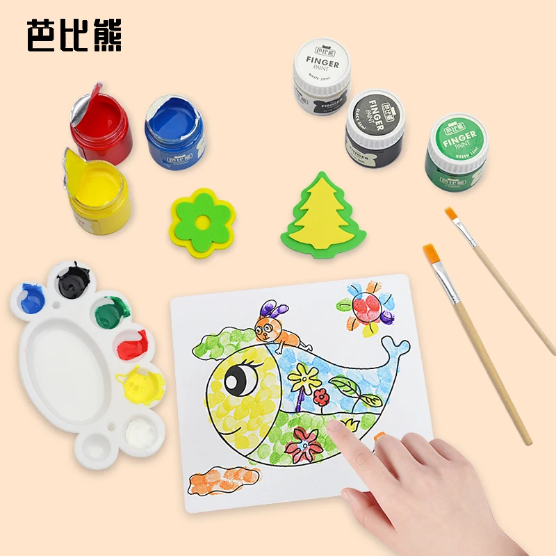 Mikailan детей Пальчиковые краски Арт Набор «сделай сам» моющиеся нетоксичные безопасные красочные пигменты для удовольствия 8401 8402 6 видов цветов