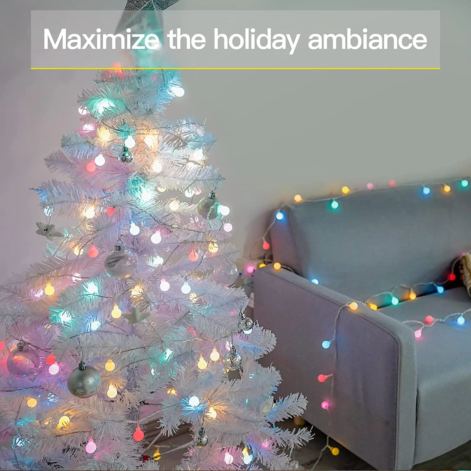 2022 Amazon 50 Led Colorful Ball String Usb Plugin Remote Control Led Fairy String Christmas