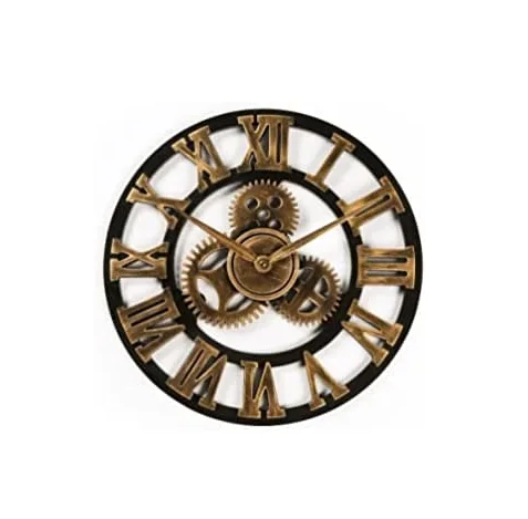Современный стиль металлическое ремесло украшение для дома металлический и черный цвет круглая форма интерьера часы большого размера на продажу