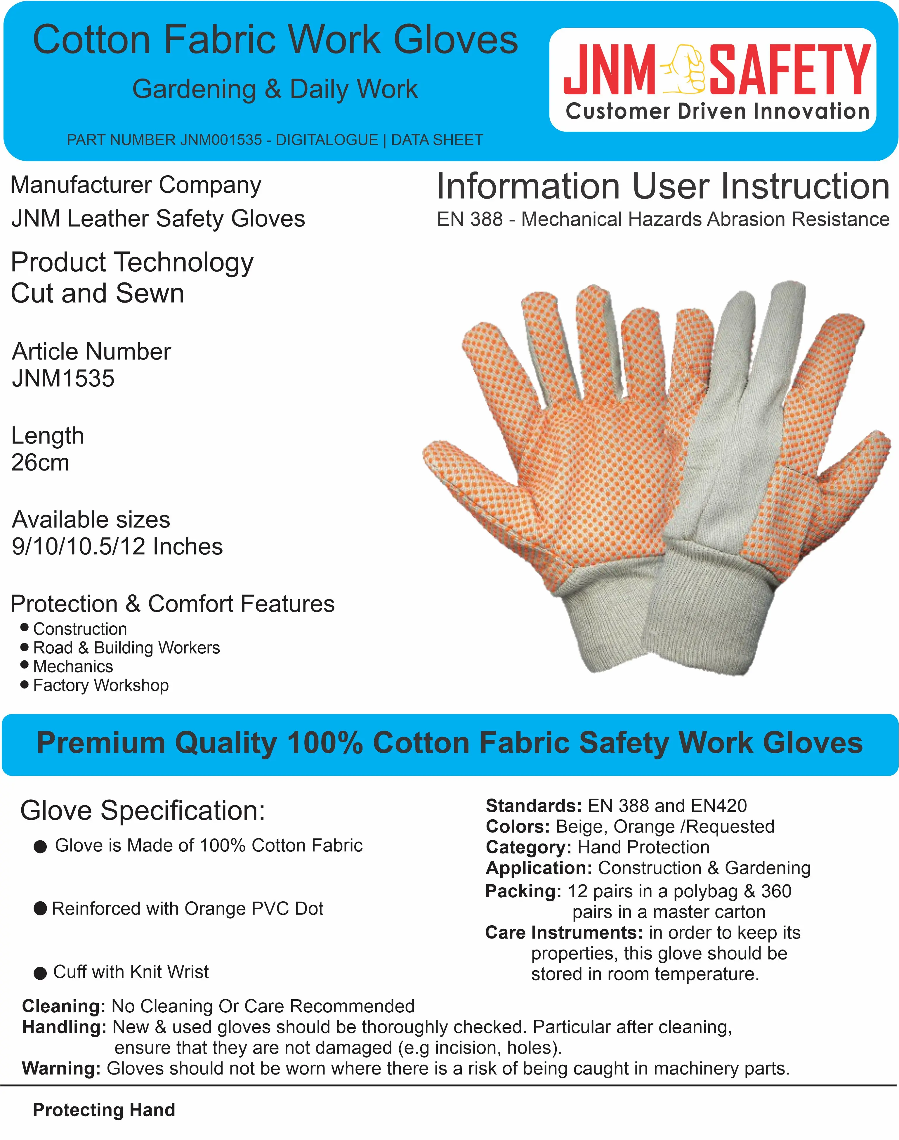 Industrial Safety Hand Protection Reinforced Pvc Dot Cotton Fabric ...