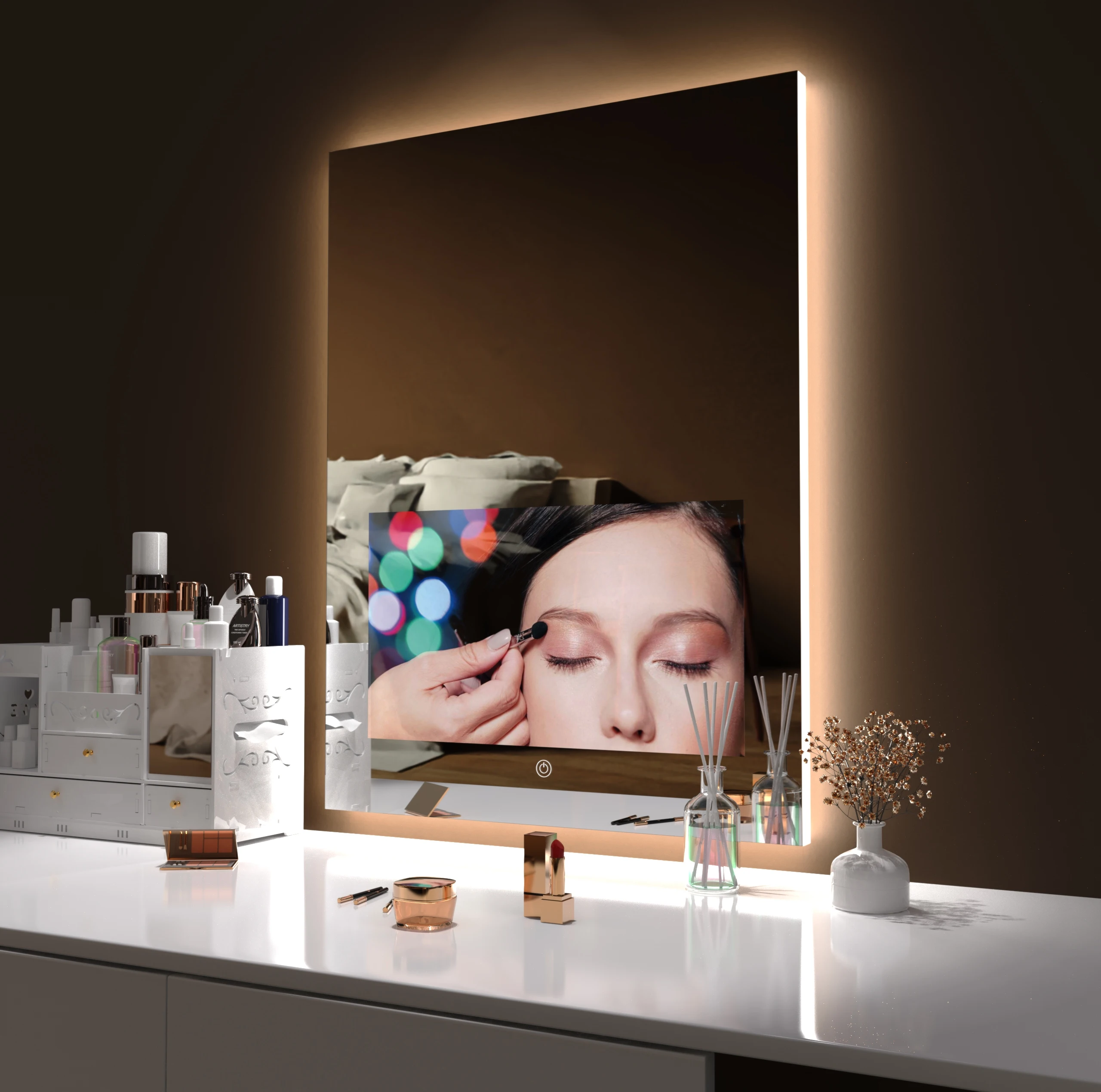 Smart Lighted Mirror with Touch Screen TV - 2 in 1 Mirror TV