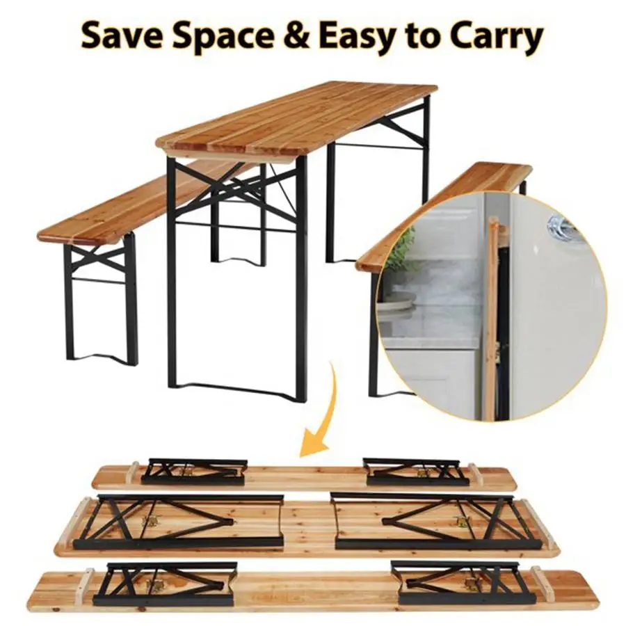 High Quality 6ft Outdoor Garden Courtyard Wooden Beer Folding Table And Bench Set Buy Wooden