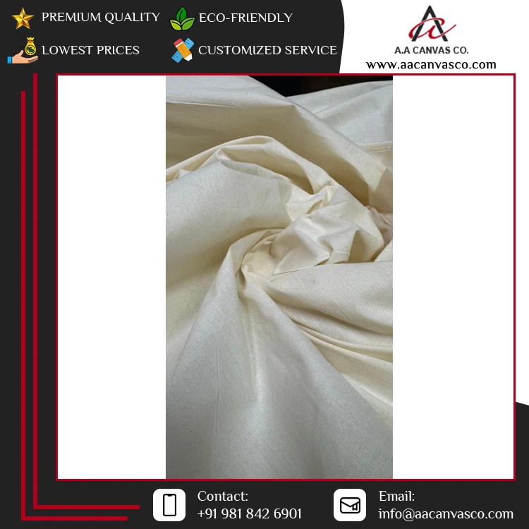 Leading Exporter of Highest Quality Textile Raw Material Lightweight 100% Organic Recycled Muslin Cotton Fabric From India