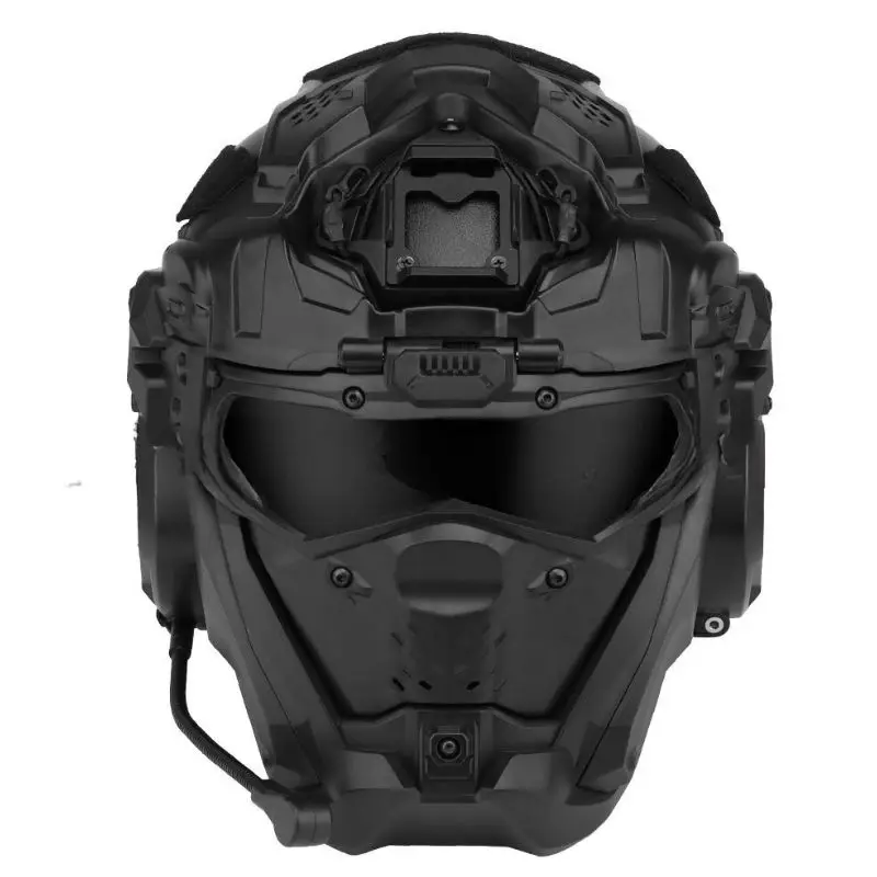 Airsoft Fast Casque tactique militaire W-Ronin Assault II Casque intégré, ventilateur anti-buée, masque rabattable (T Airsoft Fast Casque tactique militaire W-Ronin Assault II Casque intégré, ventilateur anti-buée, masque rabattable (T