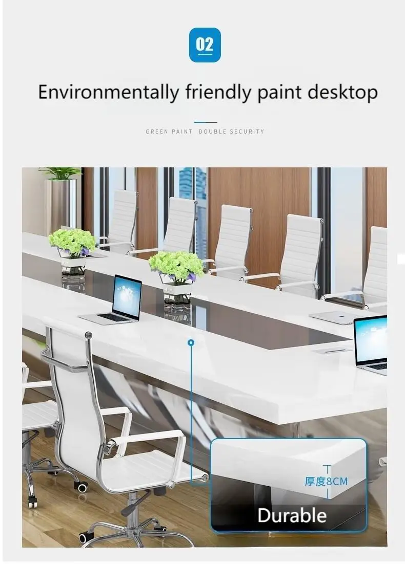 Modern Simple Painted Conference Table Long Large White Multi-Person Meeting Negotiation Table Boardroom Desk