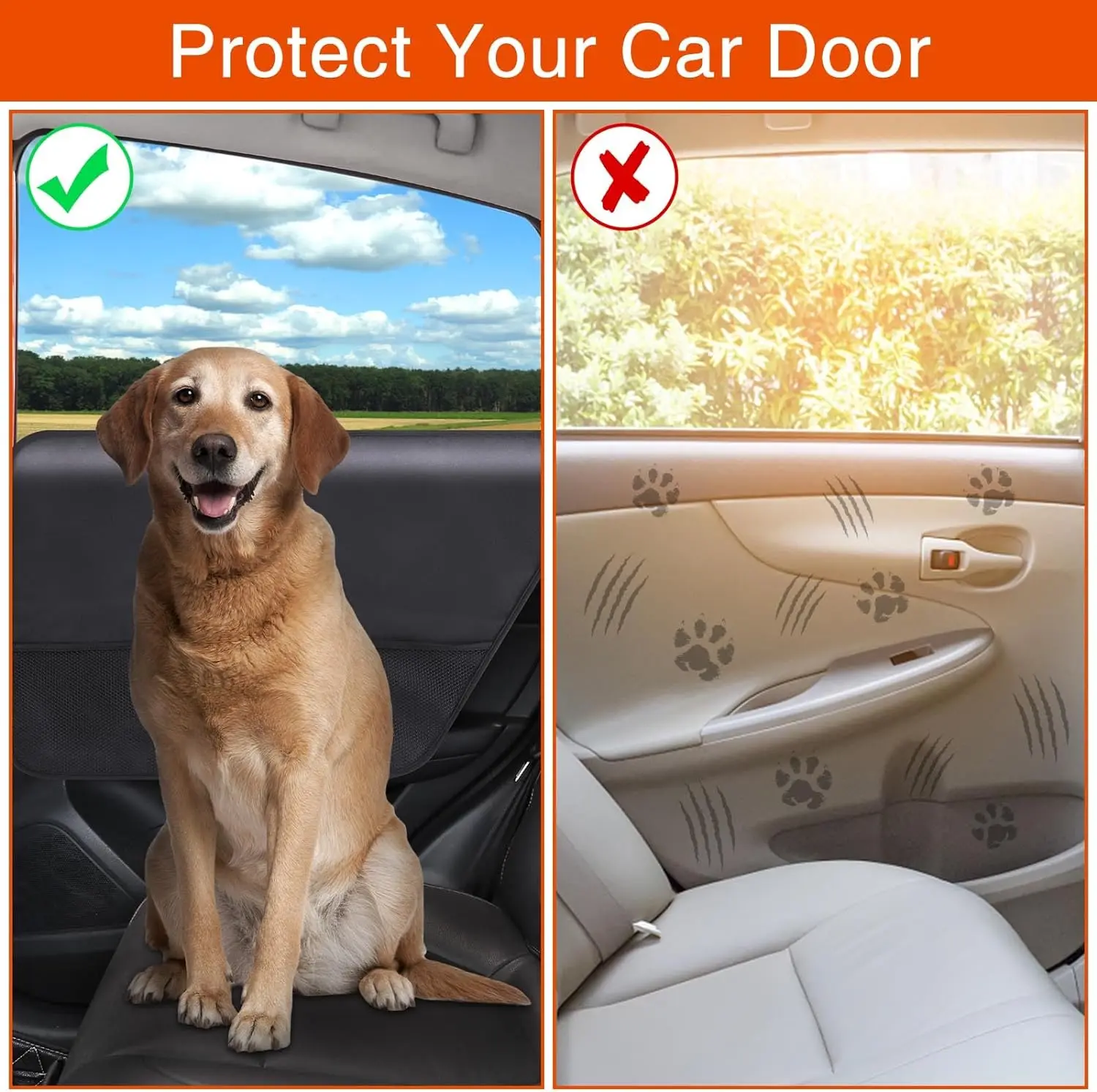 Dog Car Door Protector 2 Pack Anti Pet Scratching Waterproof Vehicle Door Covers Guard Truck Interior Panel Safe Universal