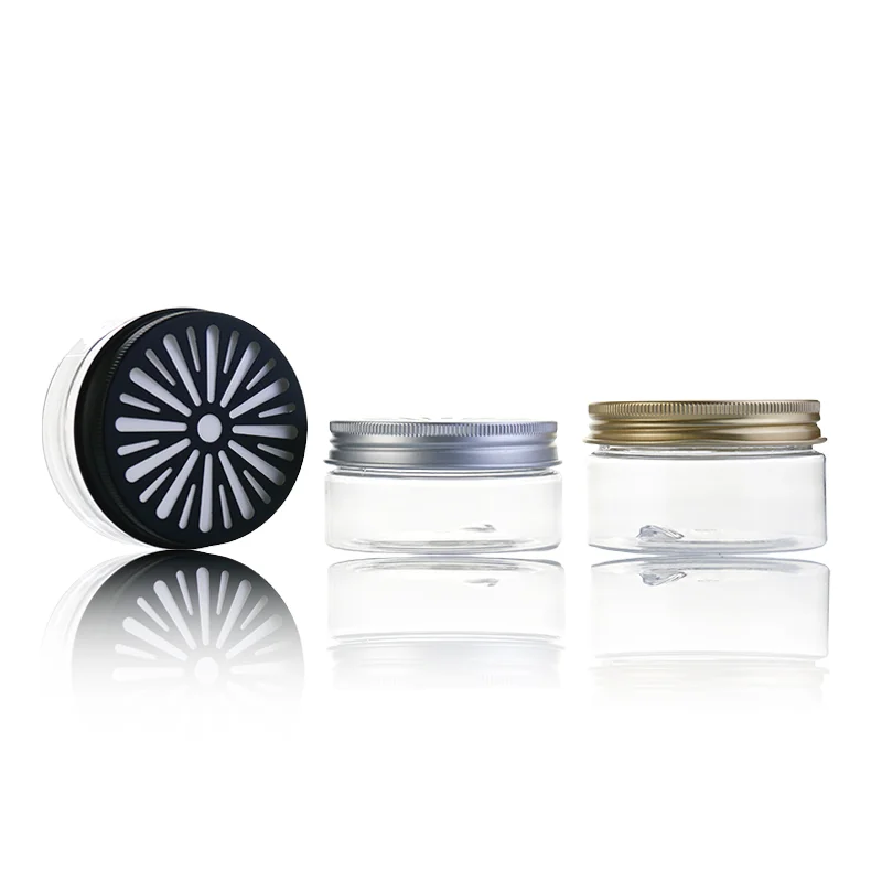Empty 50ml 100ml 200ml 250ml 500ml Car Air Freshener Aromatherapy Plastic Solid Perfume Jar with Metal Hole Lid