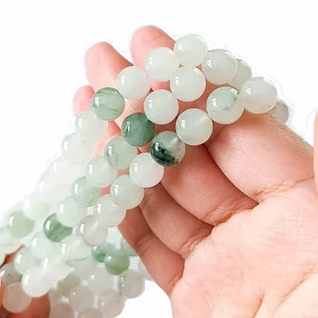 6mm-12mm Natural Gemstone Tianshan Jadeite Beads Light Green Jade Semi Precious Round Loose Beads For Jewelry Making