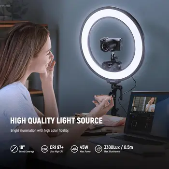 NEEWER RL45B 45W 18" Slim Edge Lit Ring Light Kit-10103368 detail image