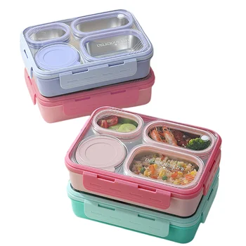 wholesale pink/purple/blue Microwaveable Leakproof 800ML Lunch Containers bento box for Adults/Kids