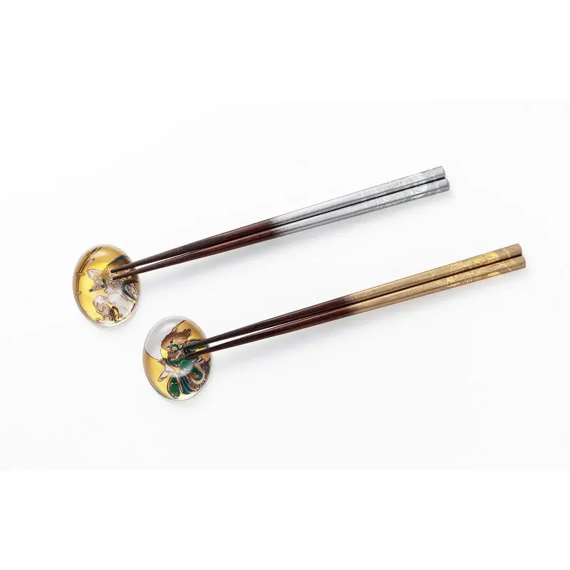 Japanese Chopstick & Chopstick Rest Set,Made In Japan,Wind God And
