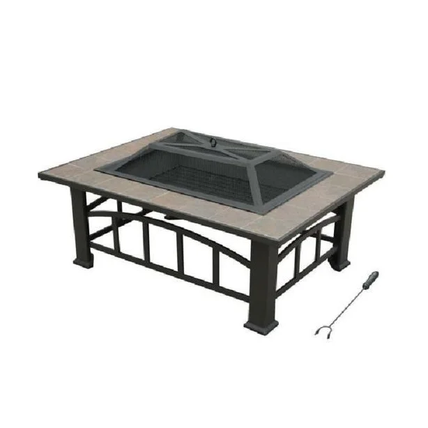 Metal Fire Pit Table Outdoor Round Fireplace Multifunctional Garden