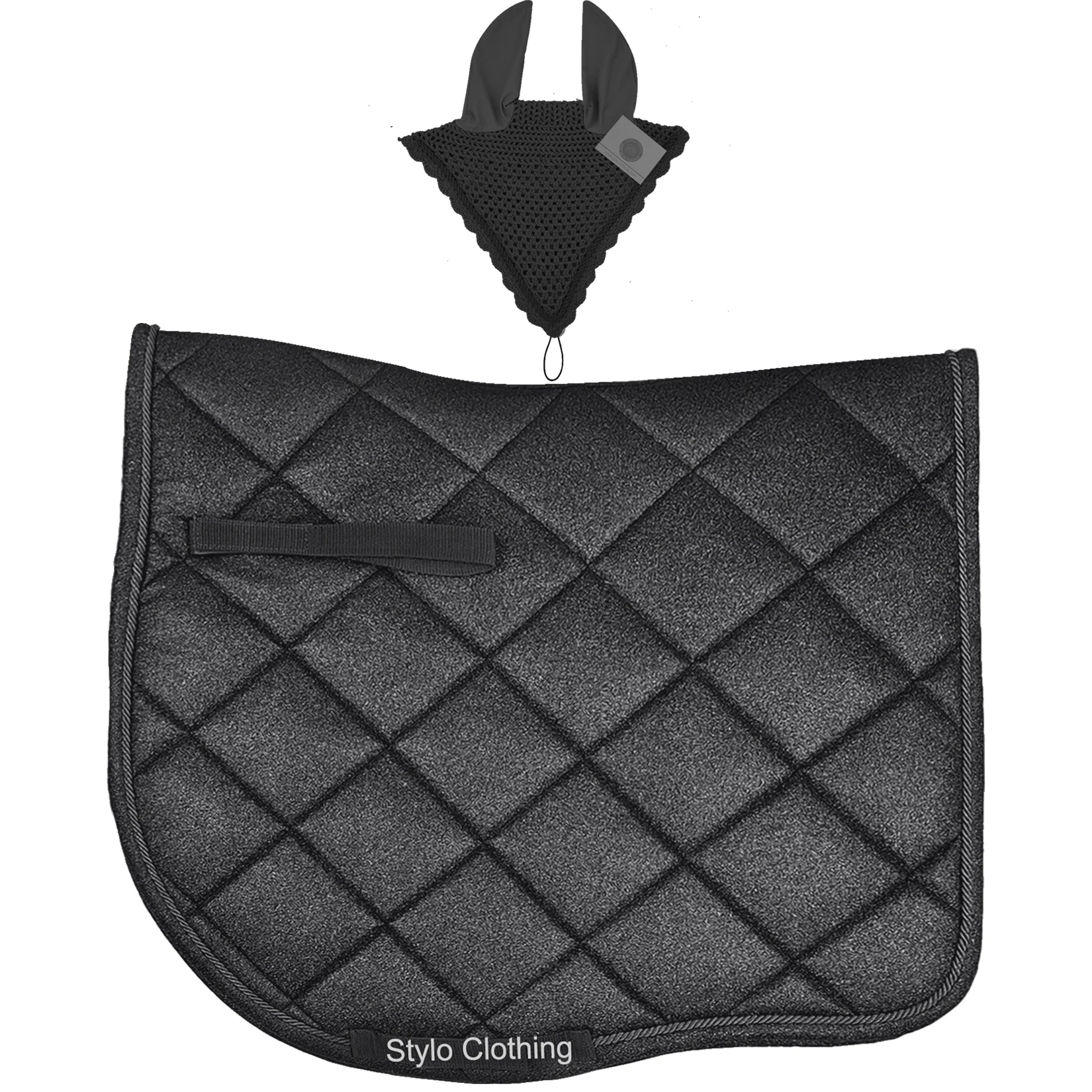 Luxury Dressage Saddle Pad Matching Sets With Fly Veil Diagonal Quilted