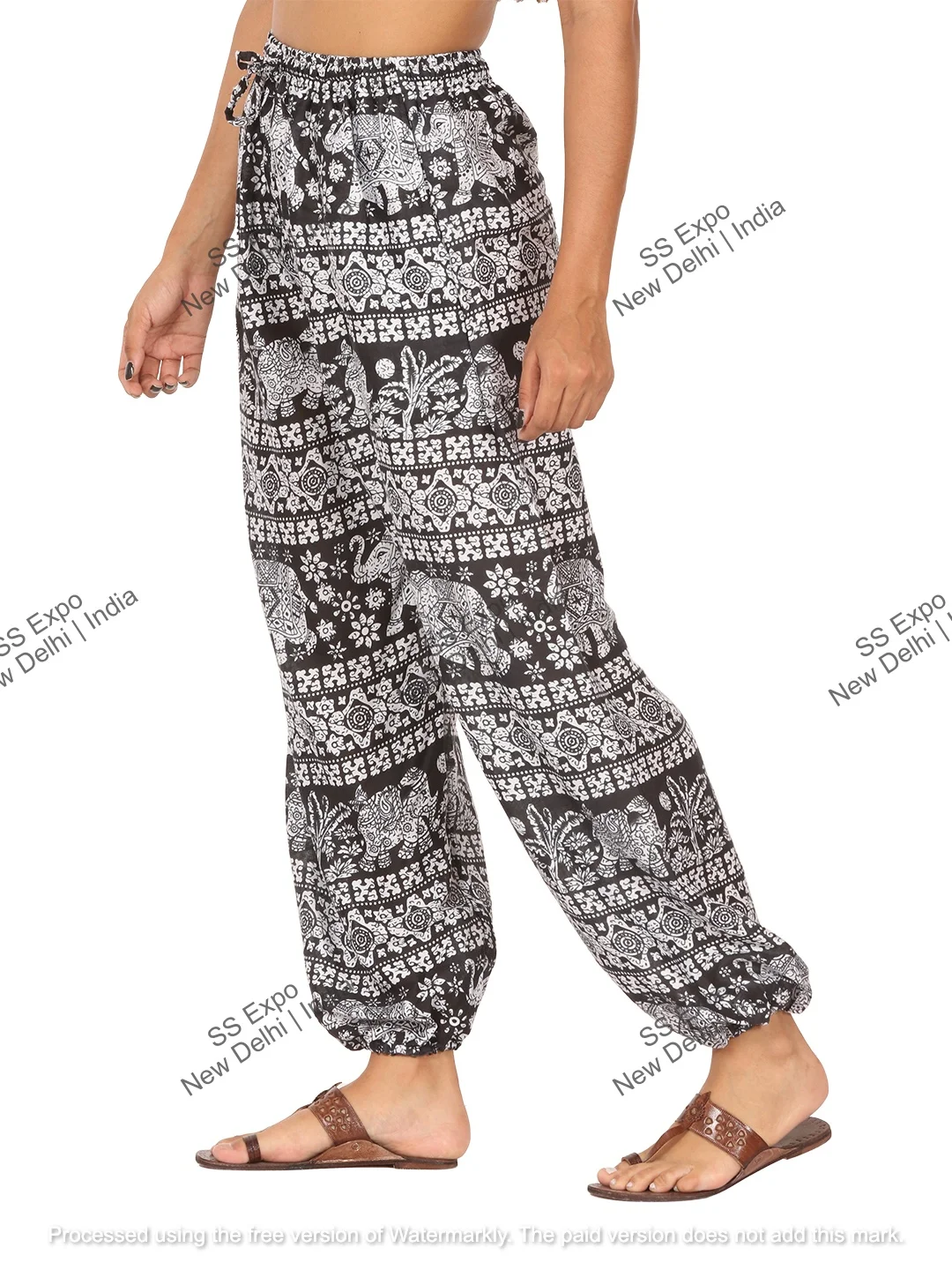 Free Size Elephant Print Balloon Harem Pants Women Comfortable Cotton Cargo Pants Hippy Boho Streetwear Style Summer Winter