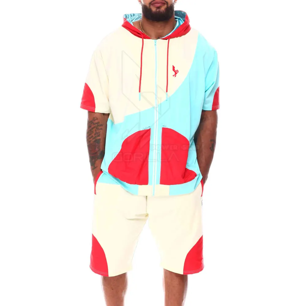 2023 Men Summer Solid Color Hoodie Short Set 2 Piece Custom Streetwear