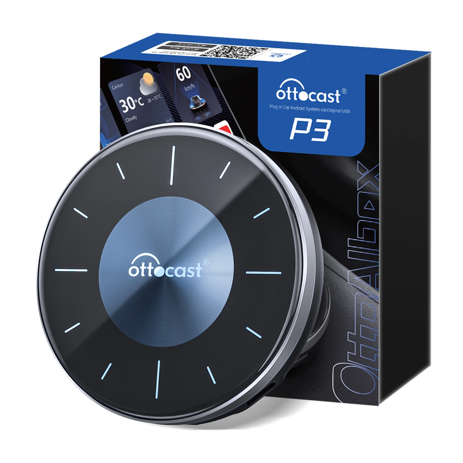 Ottoaibox P3 - Universal Car Multimedia with Wireless Carplay