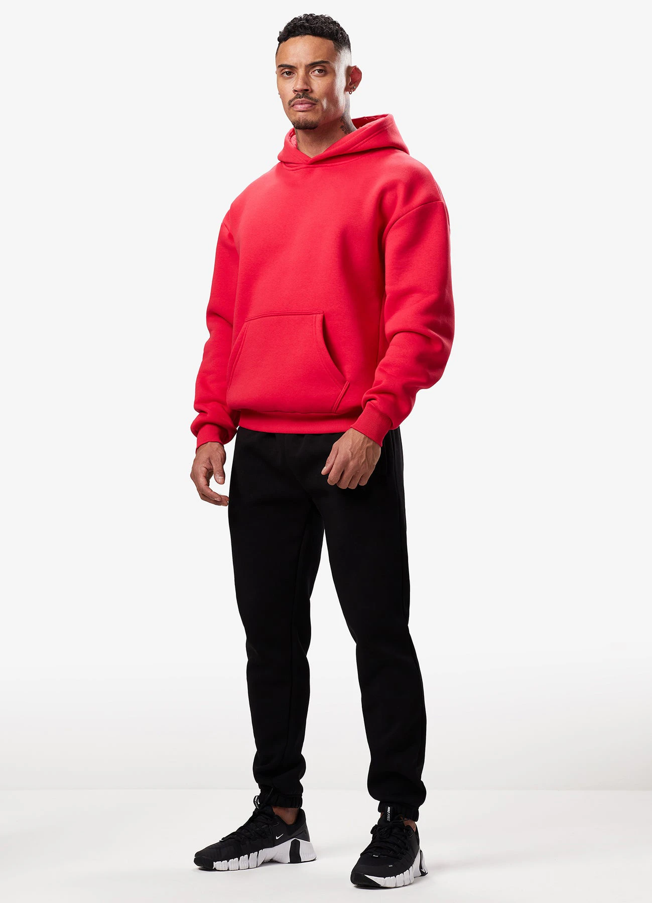 Wholesale Customized Men's Red Color Thermal Hoodies High Quality Drop Shoulder Breathable Mens Hoodies