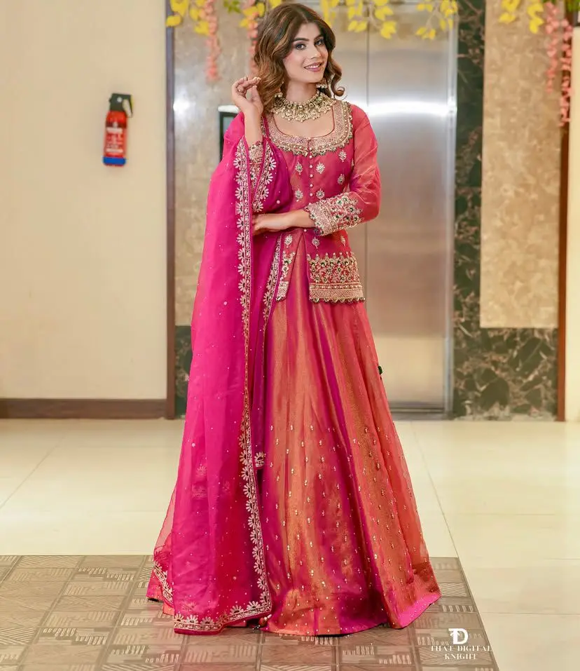 open lace back dress Latest Traditional Pink Gharara Kameez Dress Online 2022  Nameera by Farooq