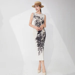 Latest Design Women Fashion Dress Stretch Print Casual Dress Summer Polyester Fabric Dress