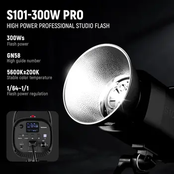 NEEWER 2 Pack S101-300W PRO 600Ws Studio Moonlight Flash Light Kit detail image
