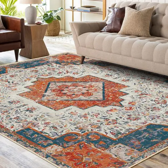 Popular Custom Design Persian Area Round Rugs Classic Pattern Nylon Printed Non Slip Floor Carpet Alfombras for Living Room