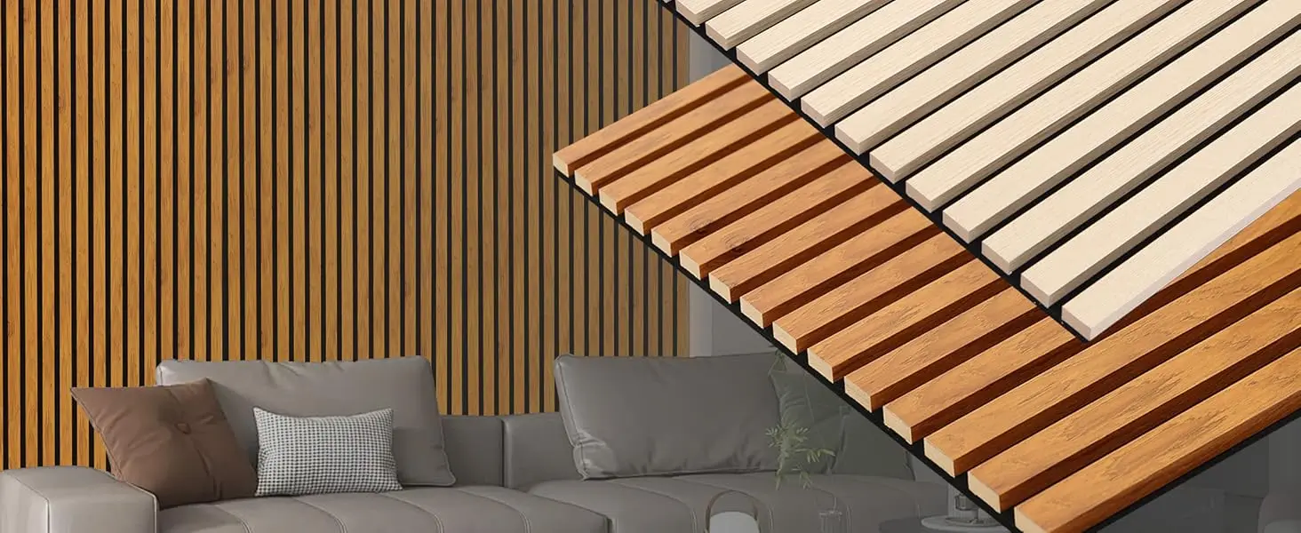 product modern 3d slat acoustic wall panels with wood finish accent sound absorbing paneling for studio office living room bedroom-0