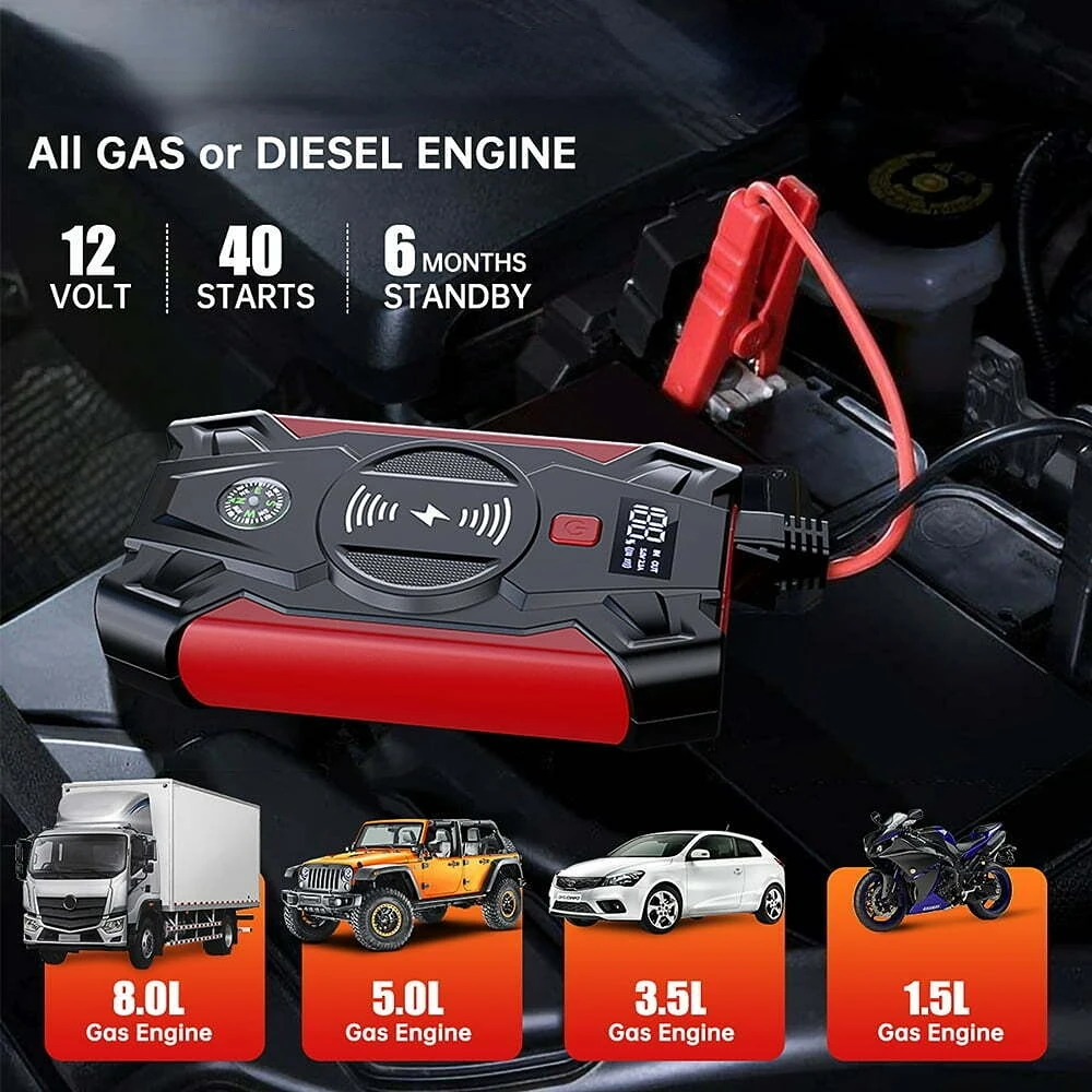 Jump Starter Heavy Duty 12v 1200amp Lithium Car Battery Booster Pack